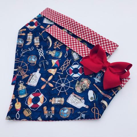 Chloe and Max Ships Ahoy Bandana; with Bow