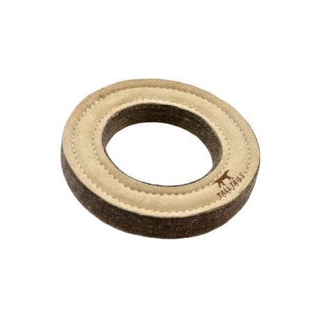 Tall Tails Dog Toy Natural Leather & Wool Ring 7"