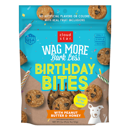 Cloud Star Wag More Bark Less Birthday Bites Peanut Butter Honey 5 oz