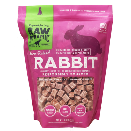 Raw Dynamic Frozen Dog Food Rabbit 3lb