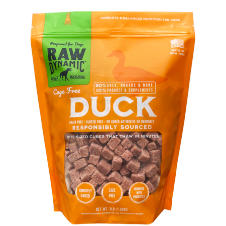 Raw Dynamic Frozen Dog Food Duck 3lb