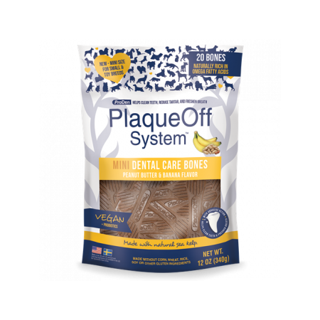 Swedencare Plaqueoff Dental Care Bones Mini Peanut Butter Banana 12 oz