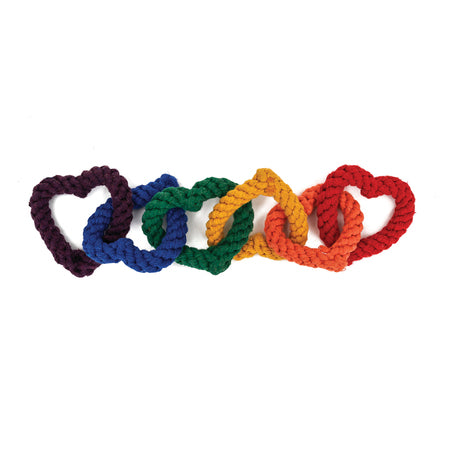 Jax & Bones Dog Rope Toy, Hearts 6 Chain Rainbow