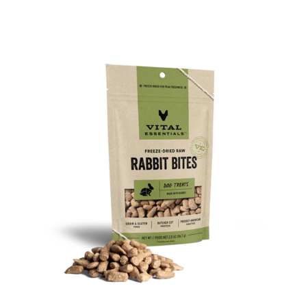 Vital Essentials Dog Treat FD Bites Rabbit 2 oz