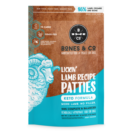 Bones & Co Frozen Dog Food Lamb Patties 6lb