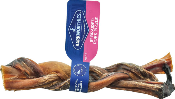 Barkworthies Pork Pizzle Braided, 6"