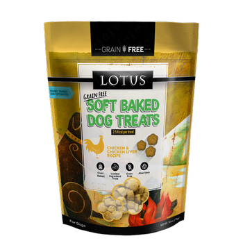 Lotus Grain Free Soft Baked Chicken and Chicken Liver Treats, 10 oz