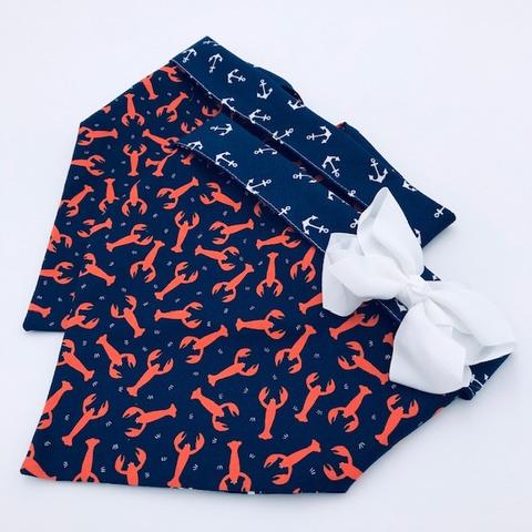 Chloe and Max Orange Lobster with Anchors Bandana; w/out bow