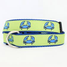 Beach Biscuit Crab Blue and Green Collar 1"