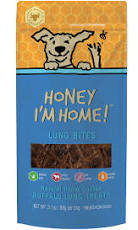 Honey I'm Home Honey Coated Buffalo Lung Treats, Lung Bites, 3.1 oz