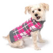 Worthy Dog Oxford Plaid Pink Roll Neck Sweater