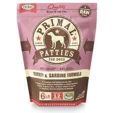 Primal Turkey & Sardine Patties Raw Dog Food 6 lb