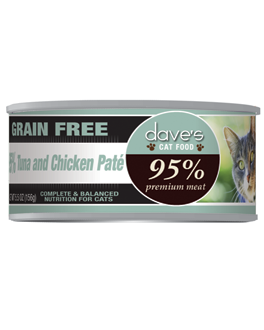 Dave's 95% Premium Tuna and Chicken Pate Cat Food, 5.5 oz
